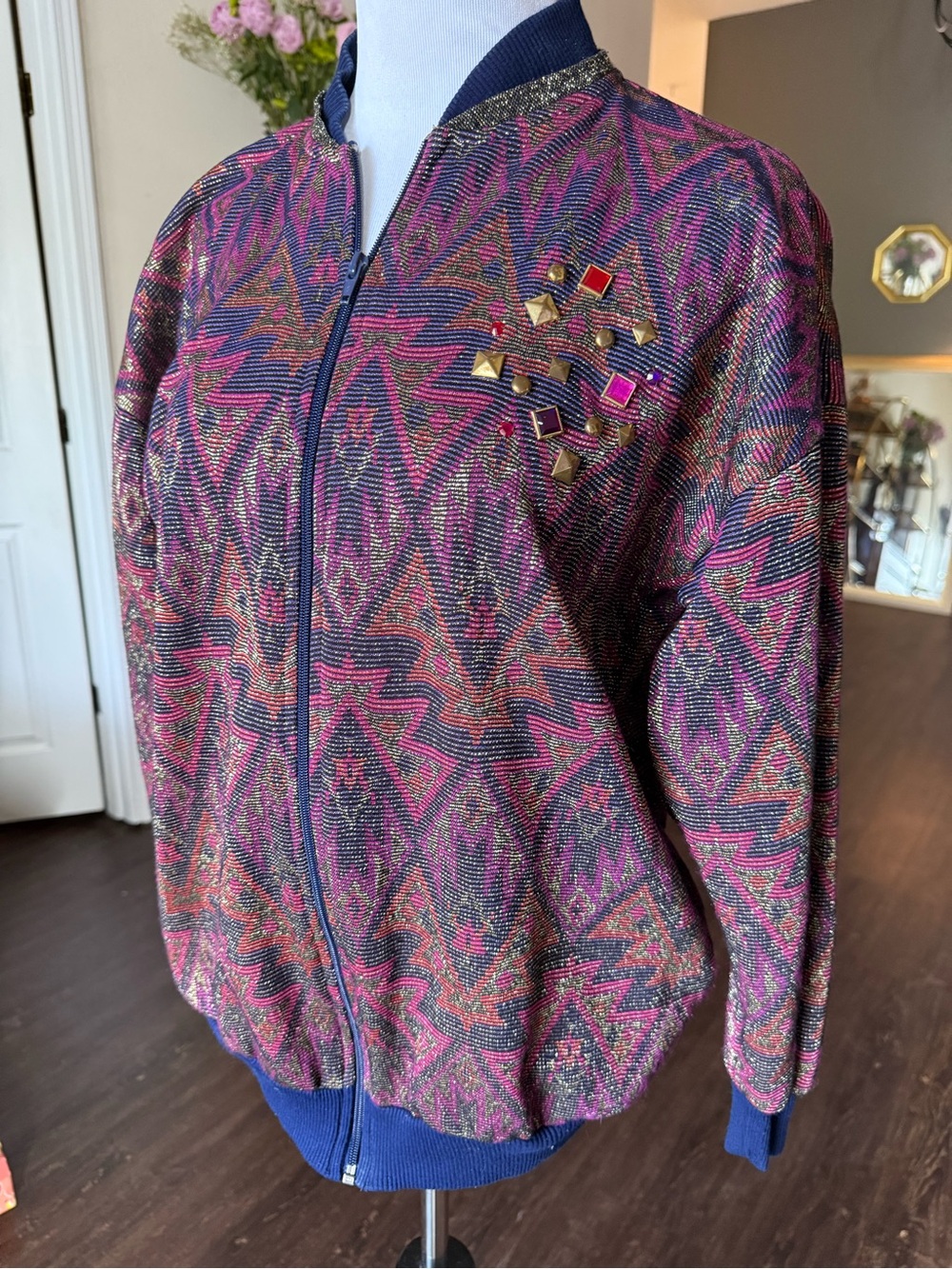 Vintage 80’s Kathleen Usherwood for Periphery metallic Bomber Jacket - petite